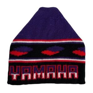Yamaha Knit Toque Purple Black Red Winter Hat Ski Snowmobiling Apres Snow VGUC